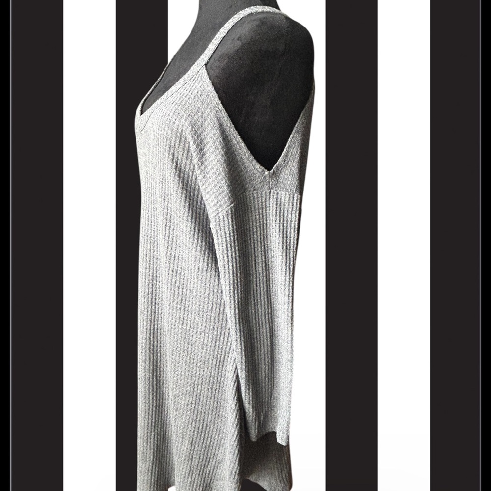Absolute Angel Cold Shoulder Waffle Knit Mini Dress Gray Women’s 1X - Picture 5 of 10